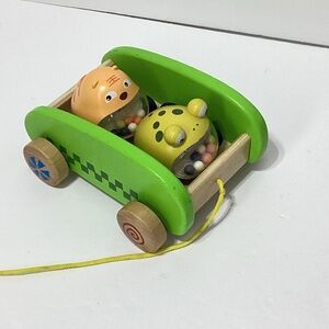 Hape Wooden Pull Toy With Plastic Animal Cars by Dumoon